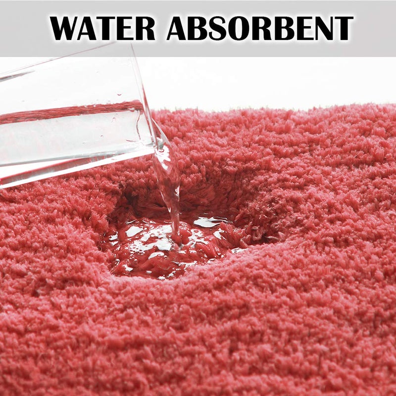 Suchtale Shaggy Bath Mat - Non Slip, Water Absorbent, Soft Microfiber, Machine Washable, Thick Plush (20 x 32 Living Coral) - Image 5